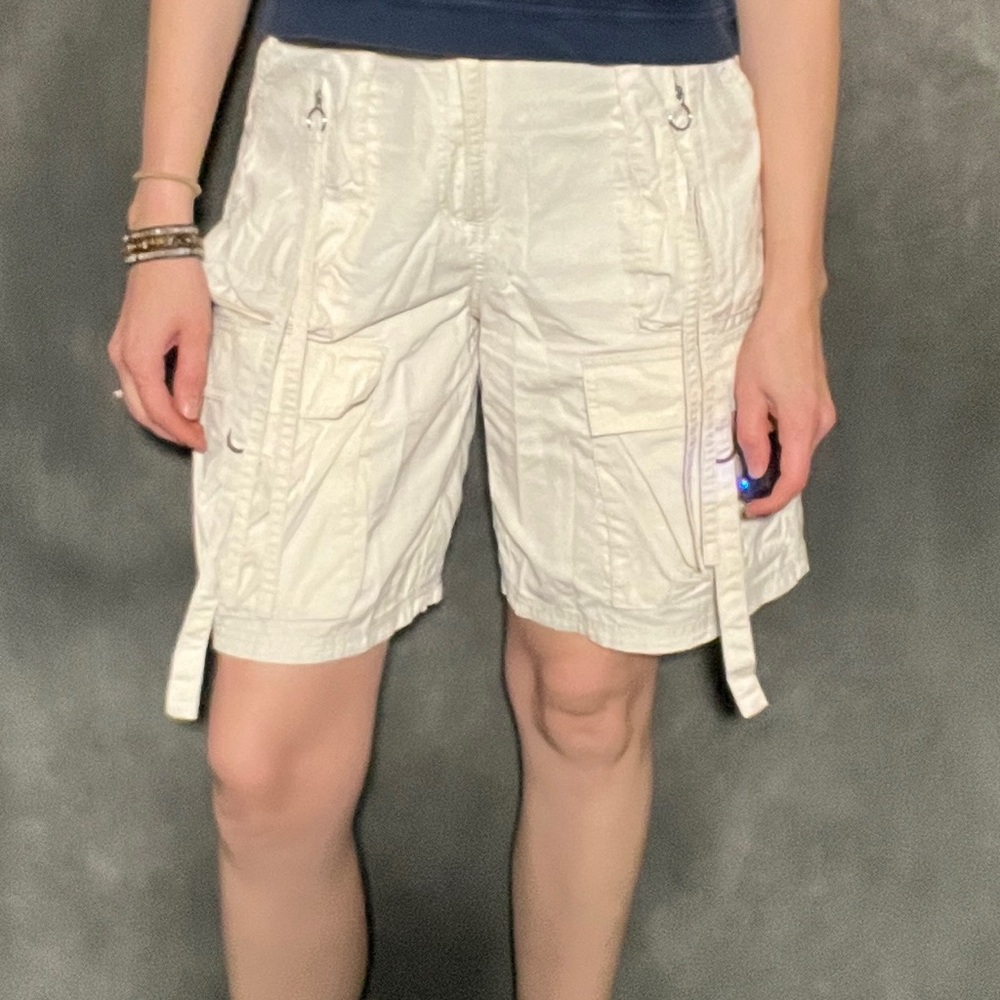 Women's White Cargo Shorts - Lightweight Summer Utility Shorts